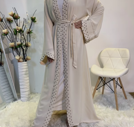 Flared abaya with pearls